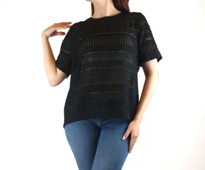 Elk black semi-sheer top size 10