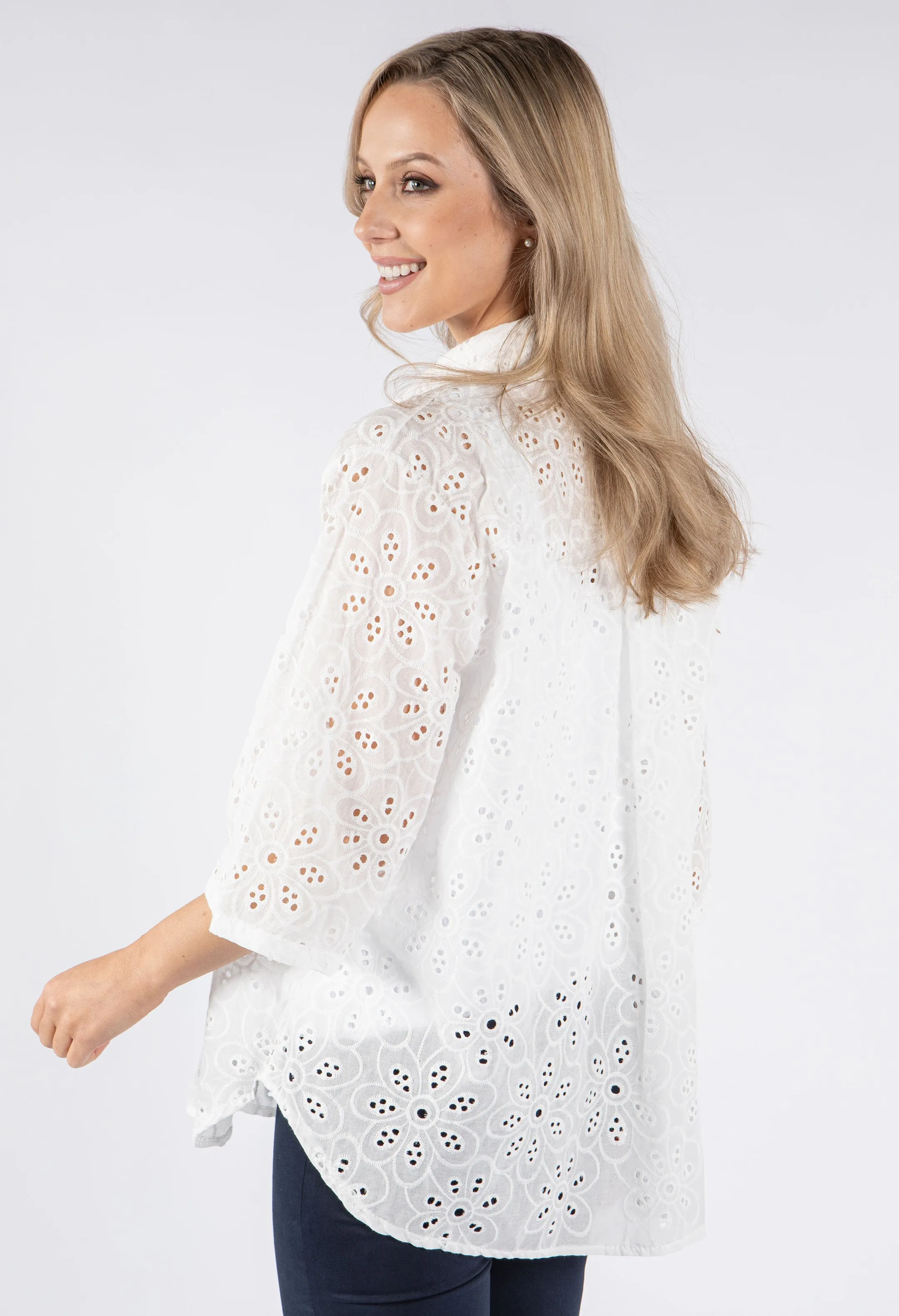 Embroidered Button Down Blouse