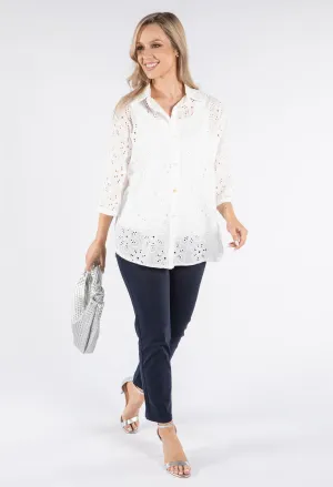 Embroidered Button Down Blouse