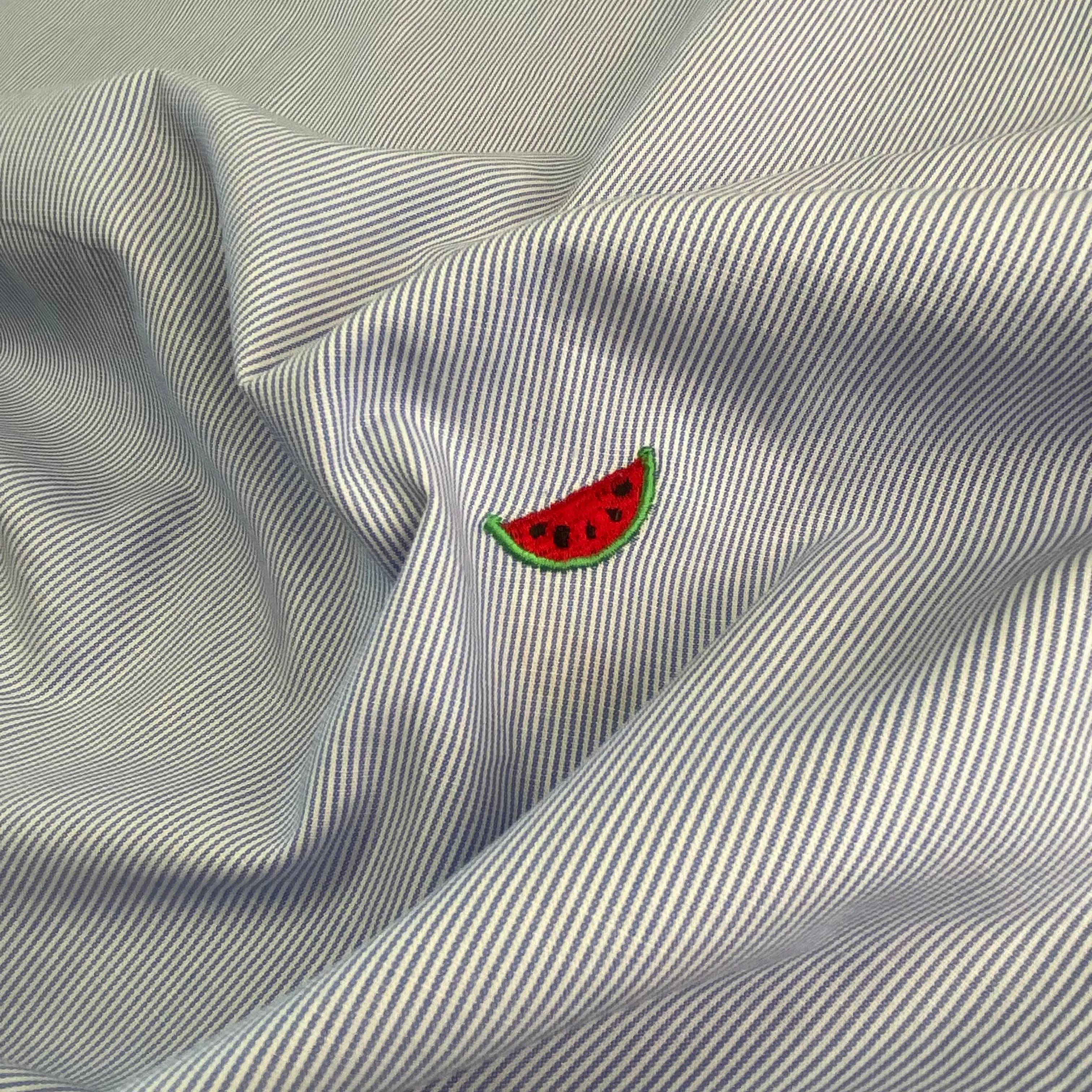 Embroidered Cotton Shirting - Watermelon