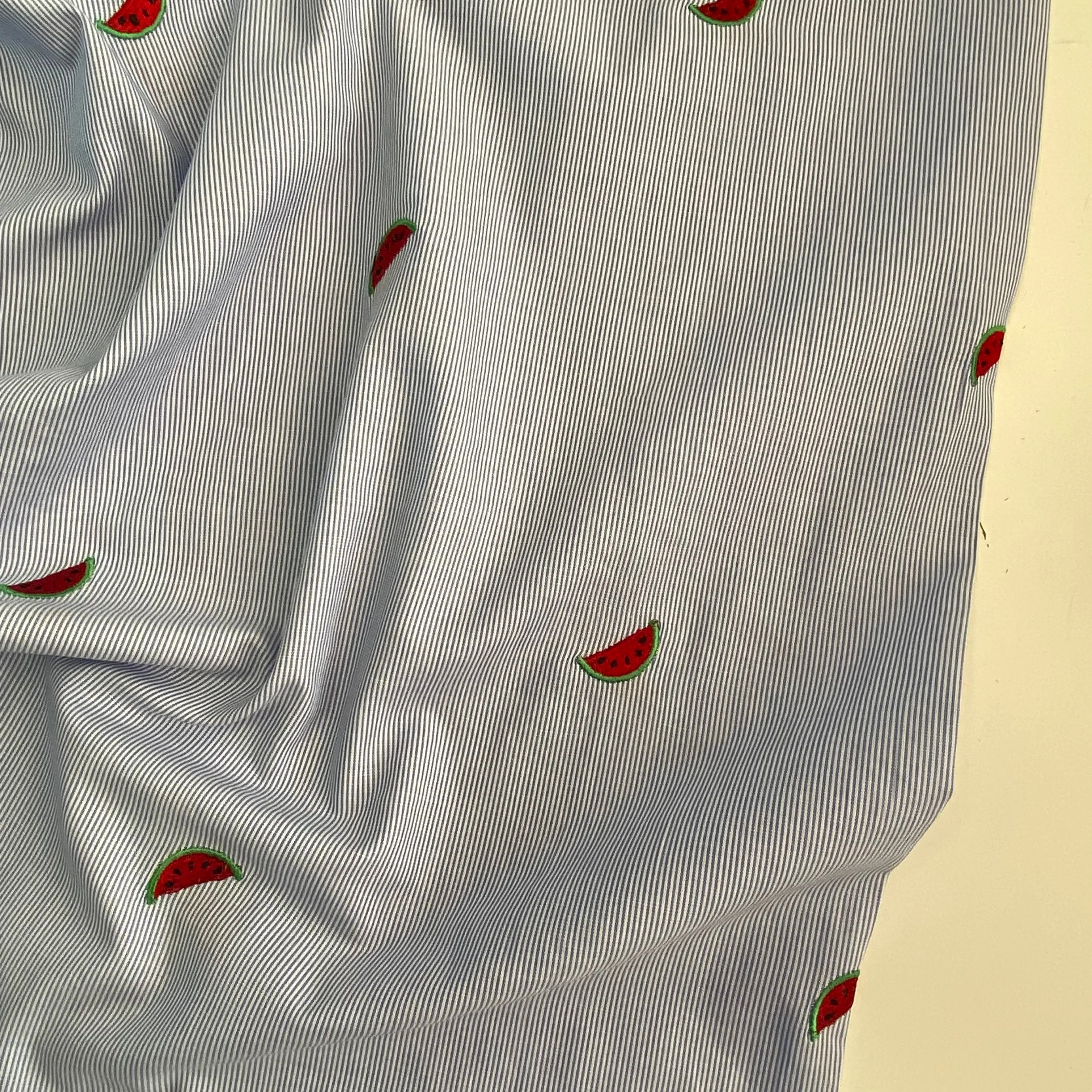Embroidered Cotton Shirting - Watermelon