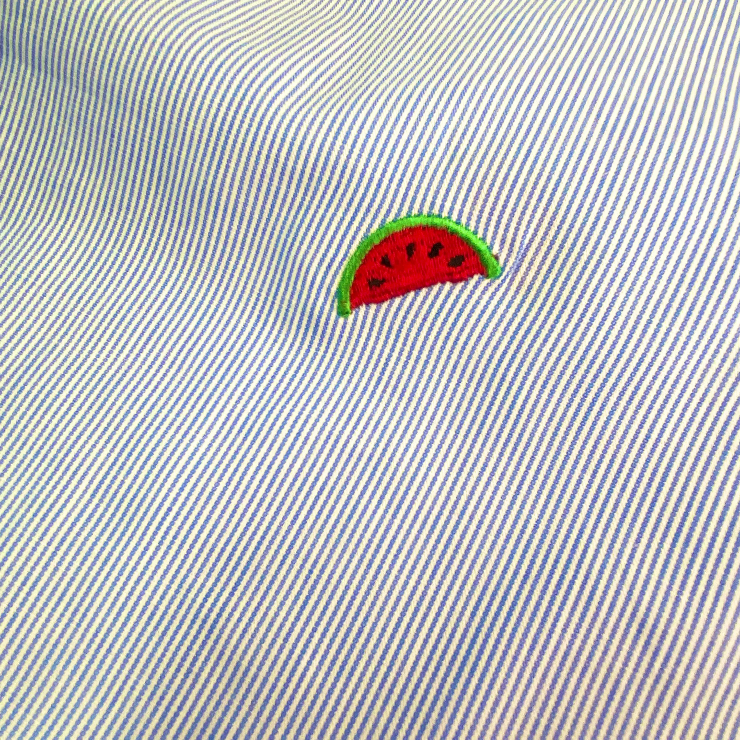 Embroidered Cotton Shirting - Watermelon