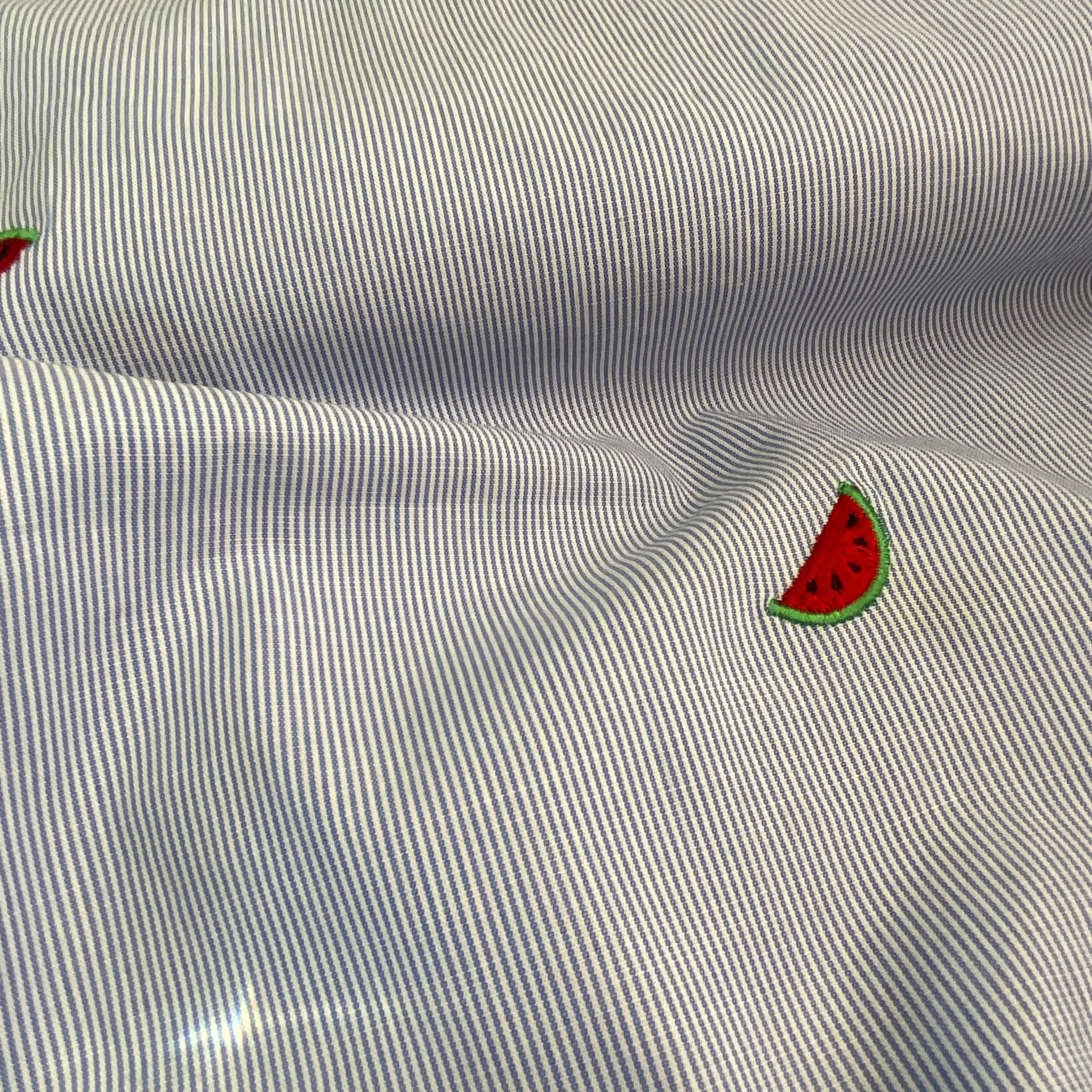 Embroidered Cotton Shirting - Watermelon