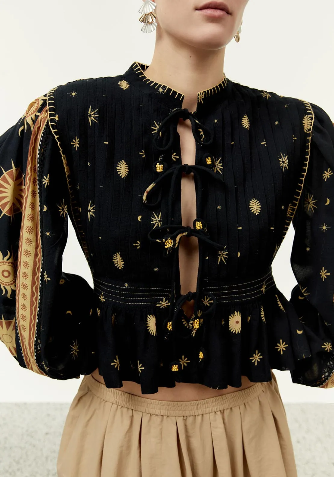 Embroidered overshirt - Print Green