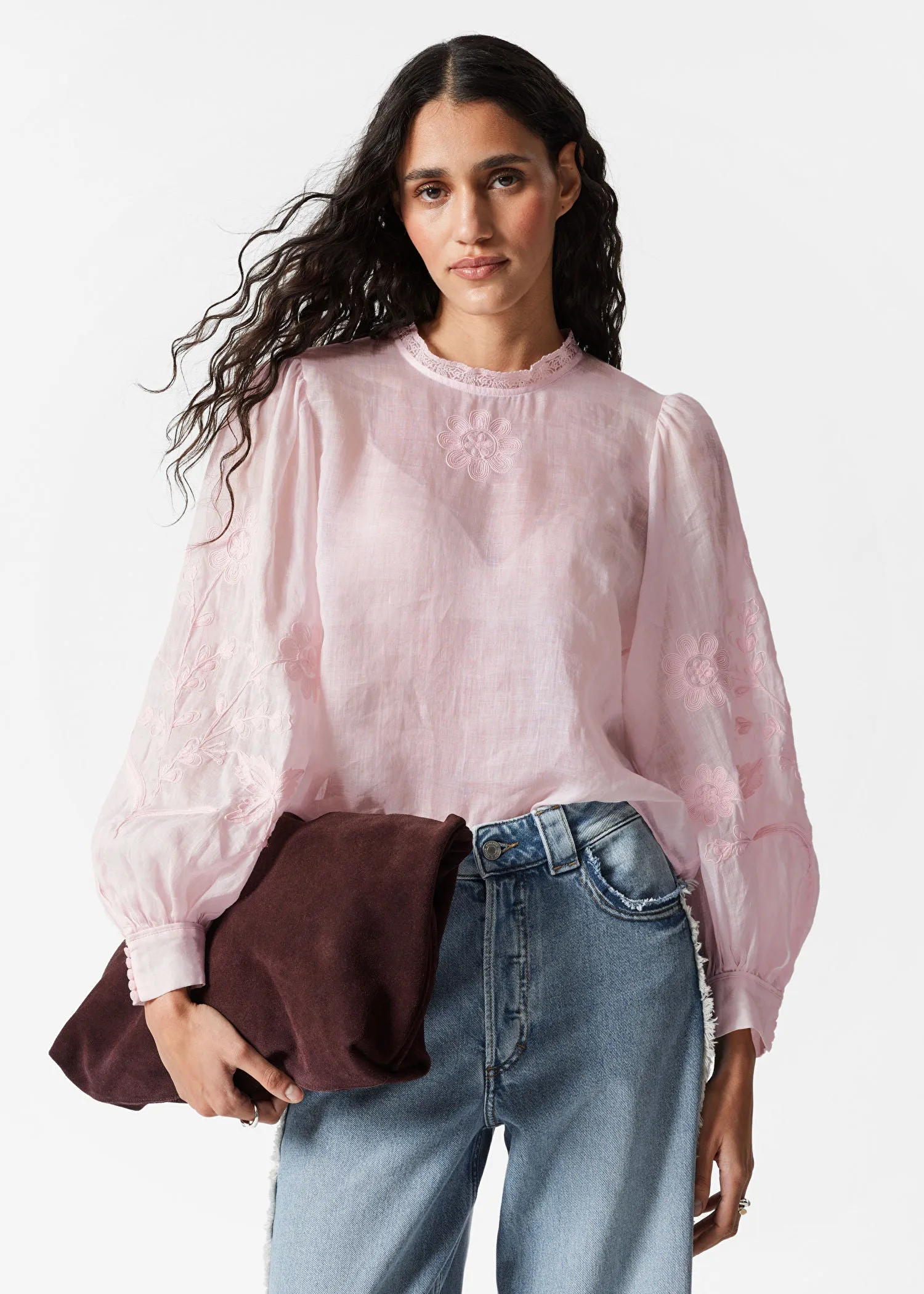 Embroidered Ramie Blouse