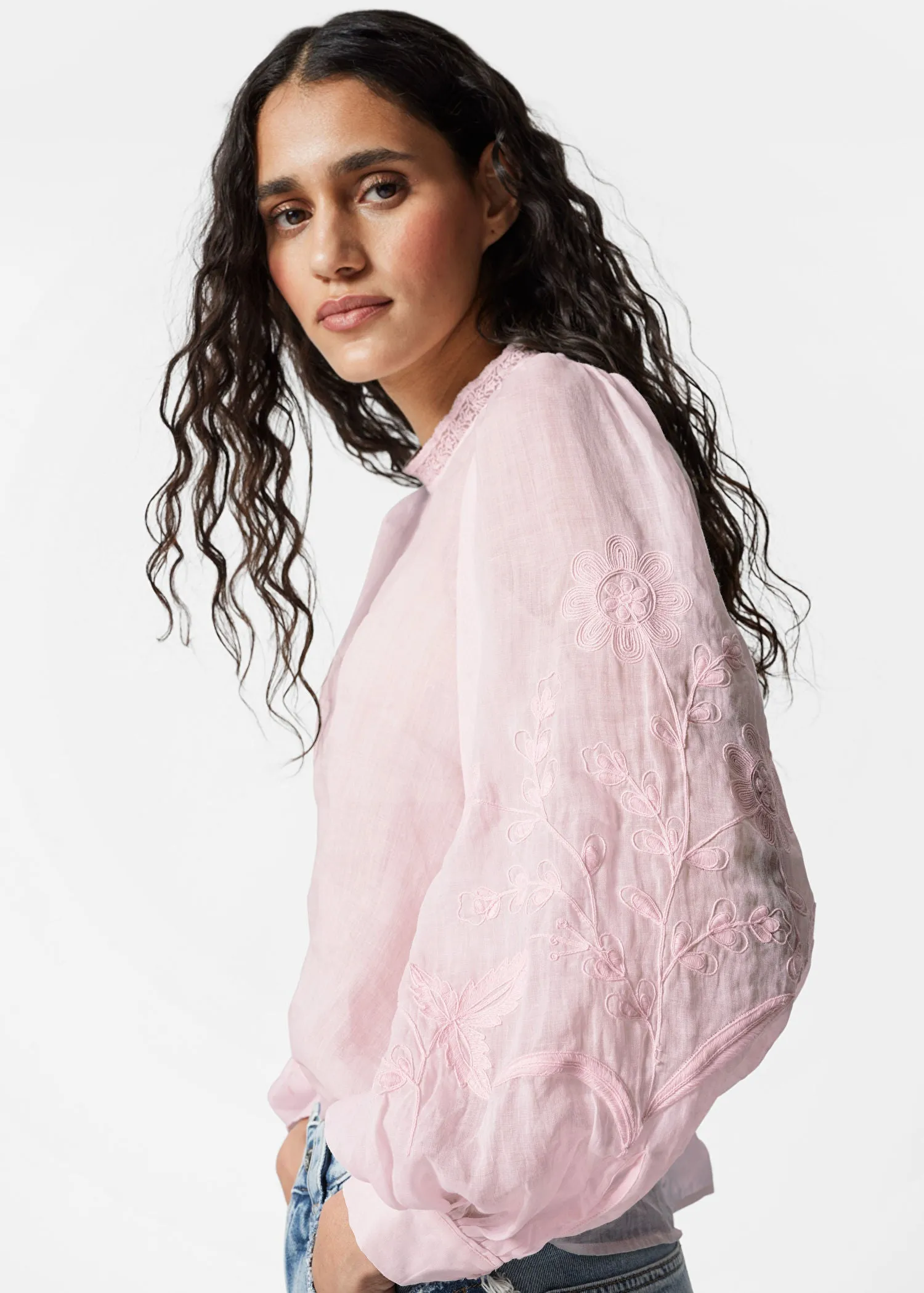 Embroidered Ramie Blouse