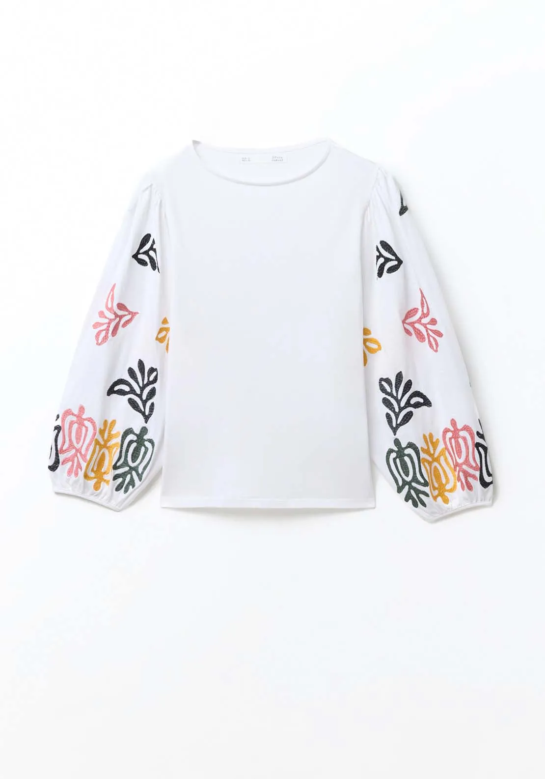 Embroidered Sleeve Blouse - White