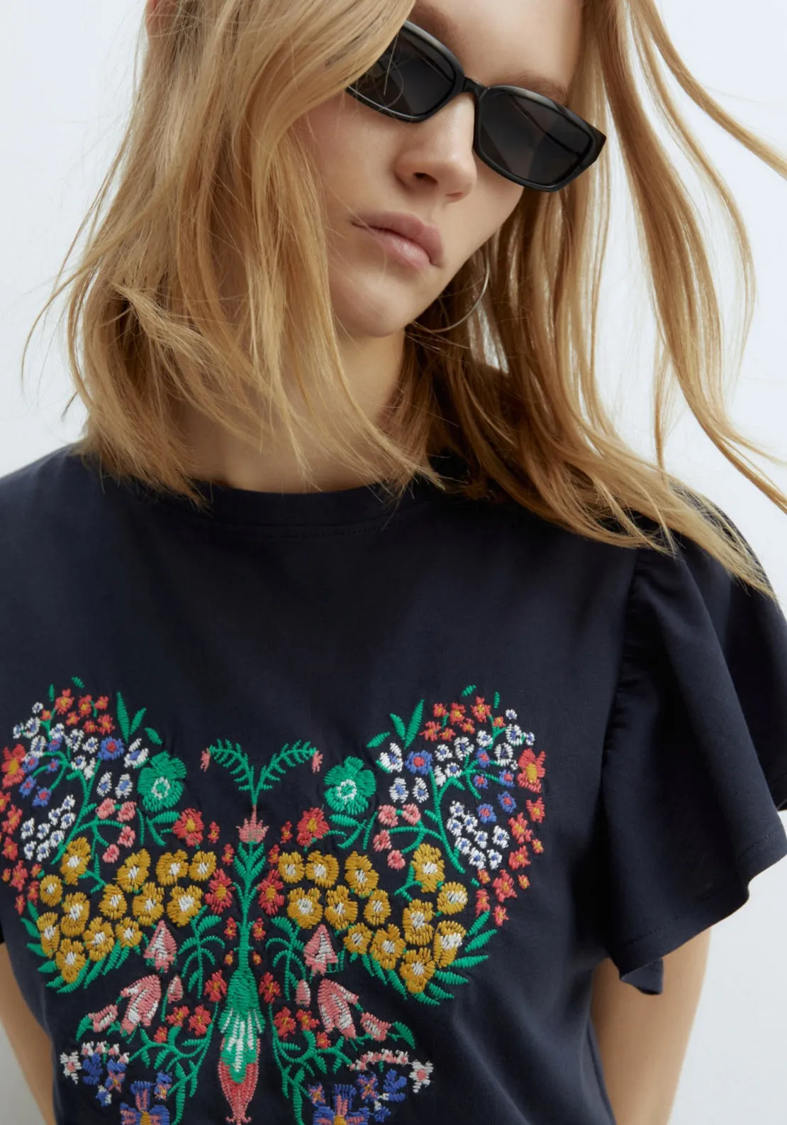 Embroidered T-Shirt - Navy