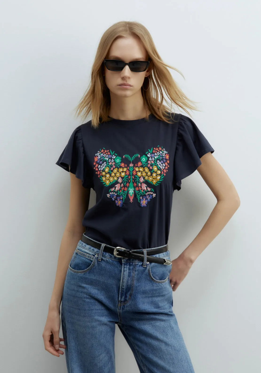 Embroidered T-Shirt - Navy