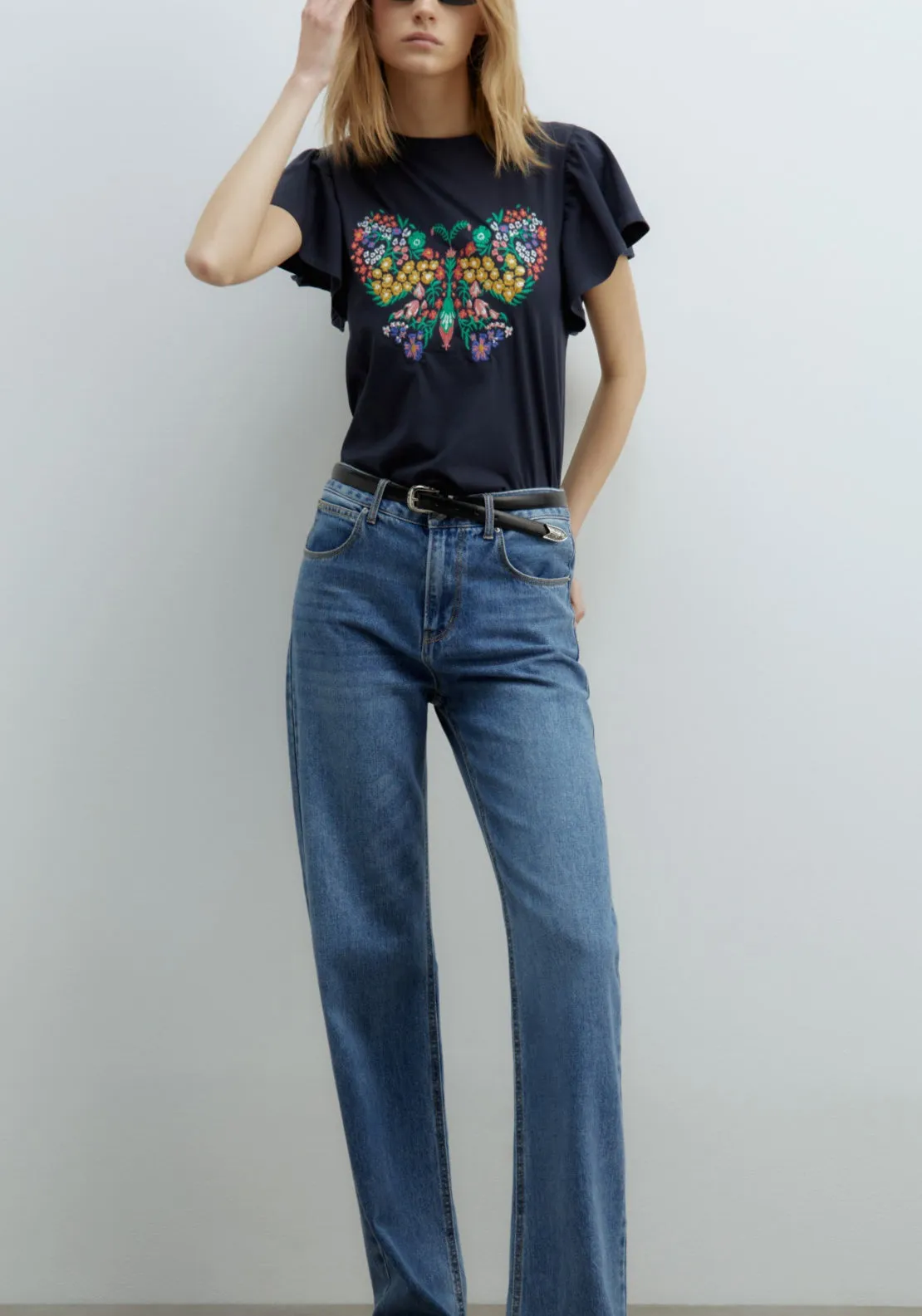 Embroidered T-Shirt - Navy