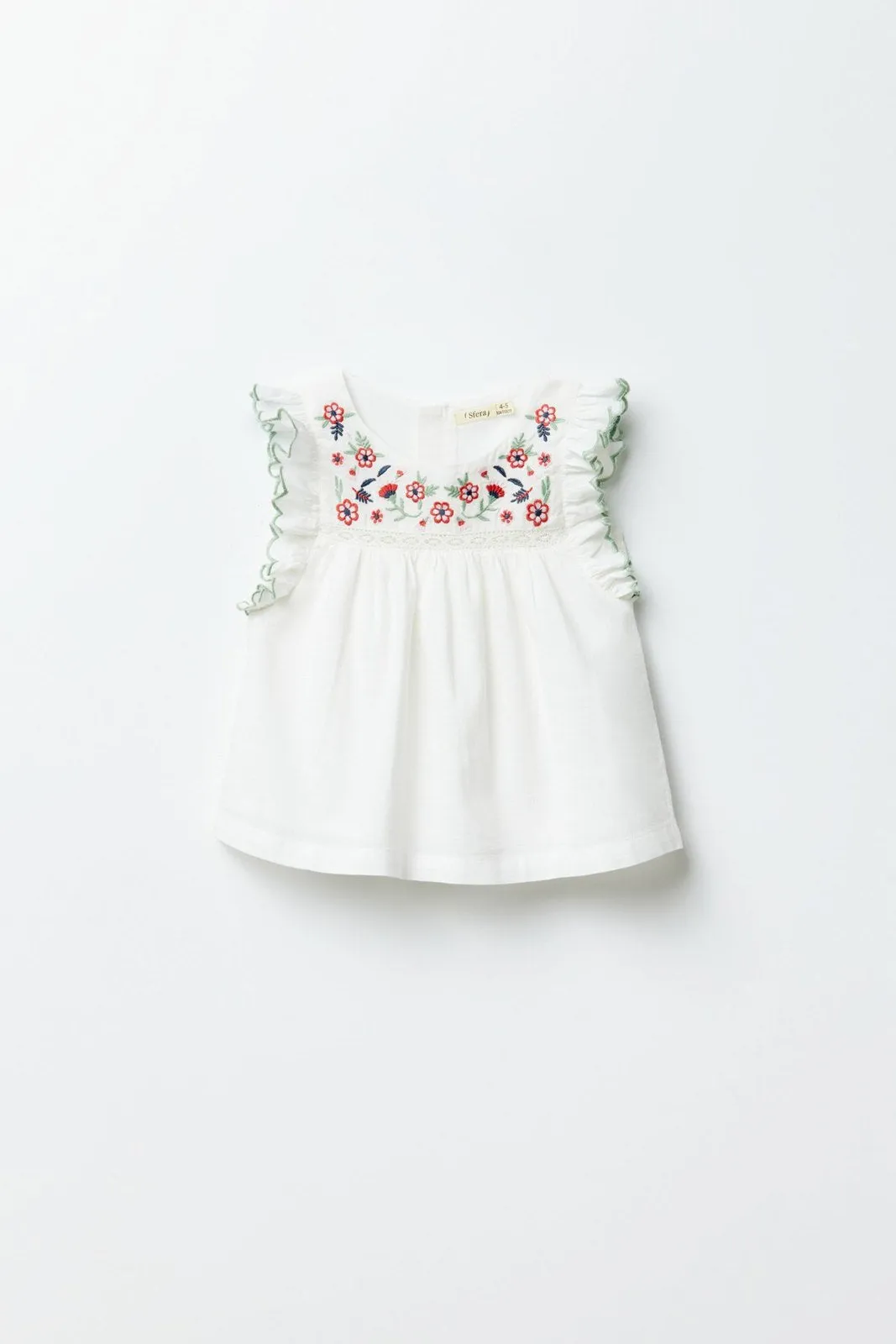 Embroidered yoke blouse - Cream
