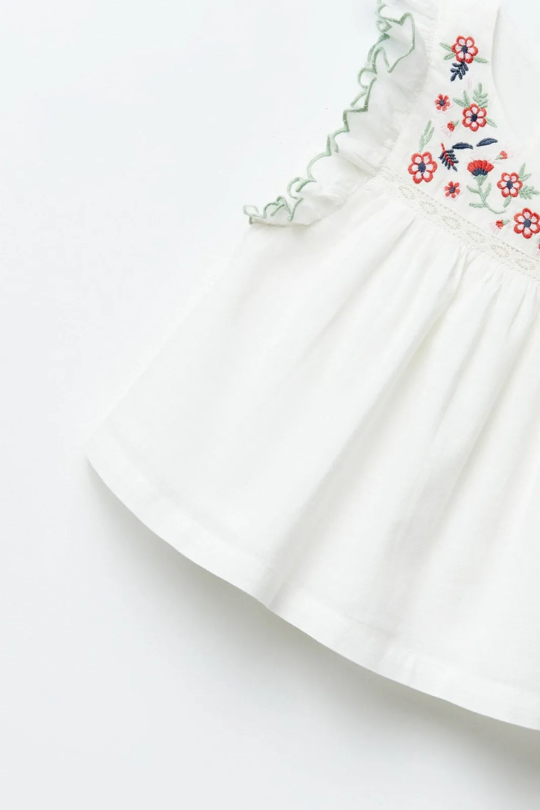 Embroidered yoke blouse - Cream