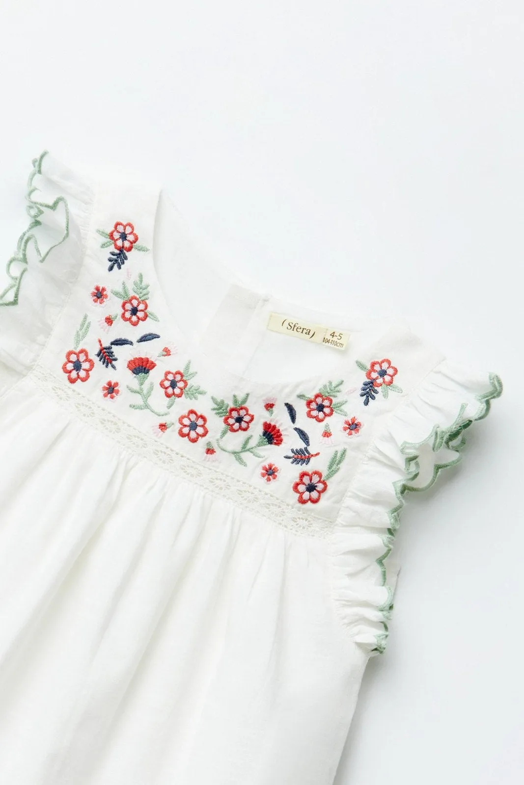 Embroidered yoke blouse - Cream