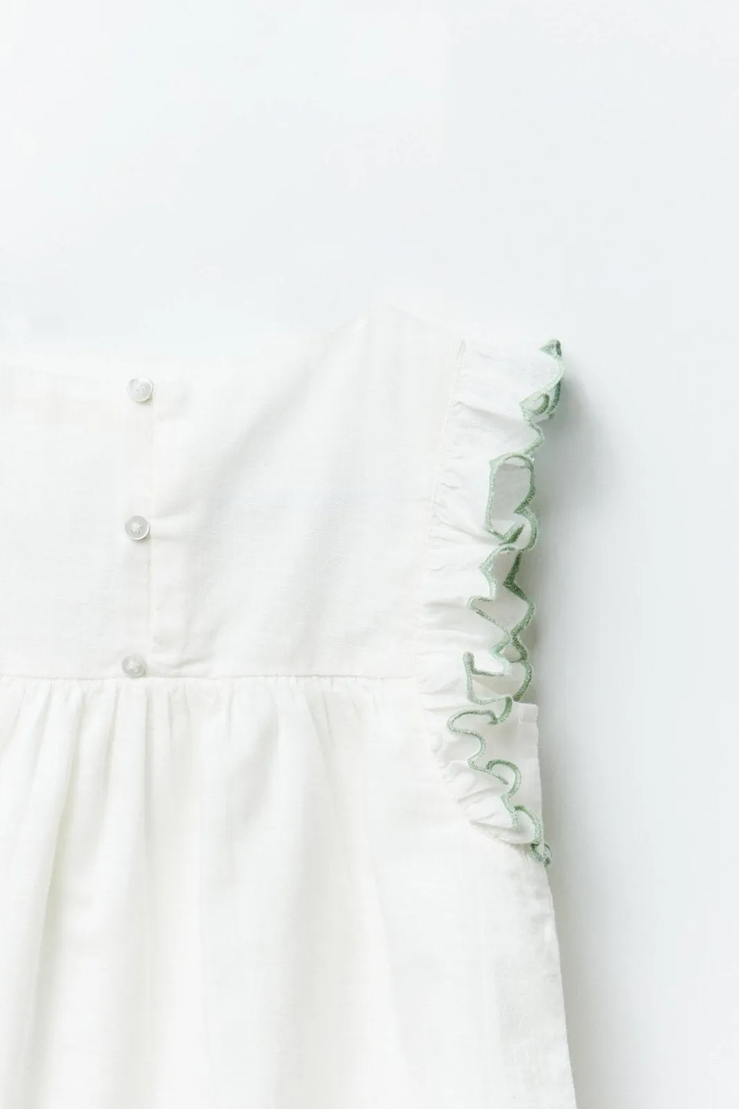 Embroidered yoke blouse - Cream