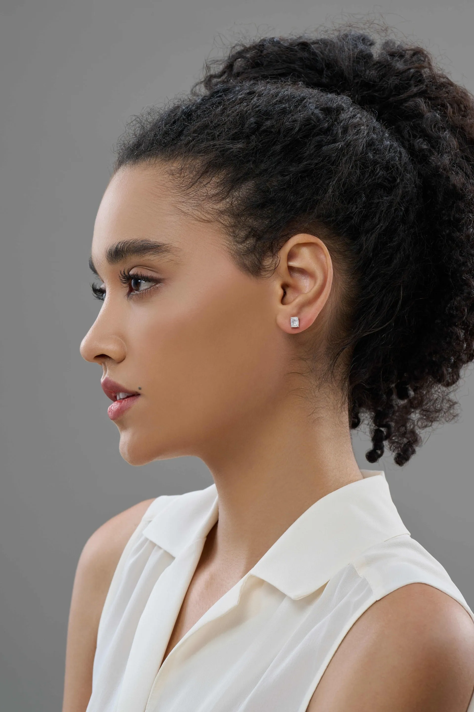 Emerald Cut Diamonds Earrings with Detachable Diamond Halo Jackets