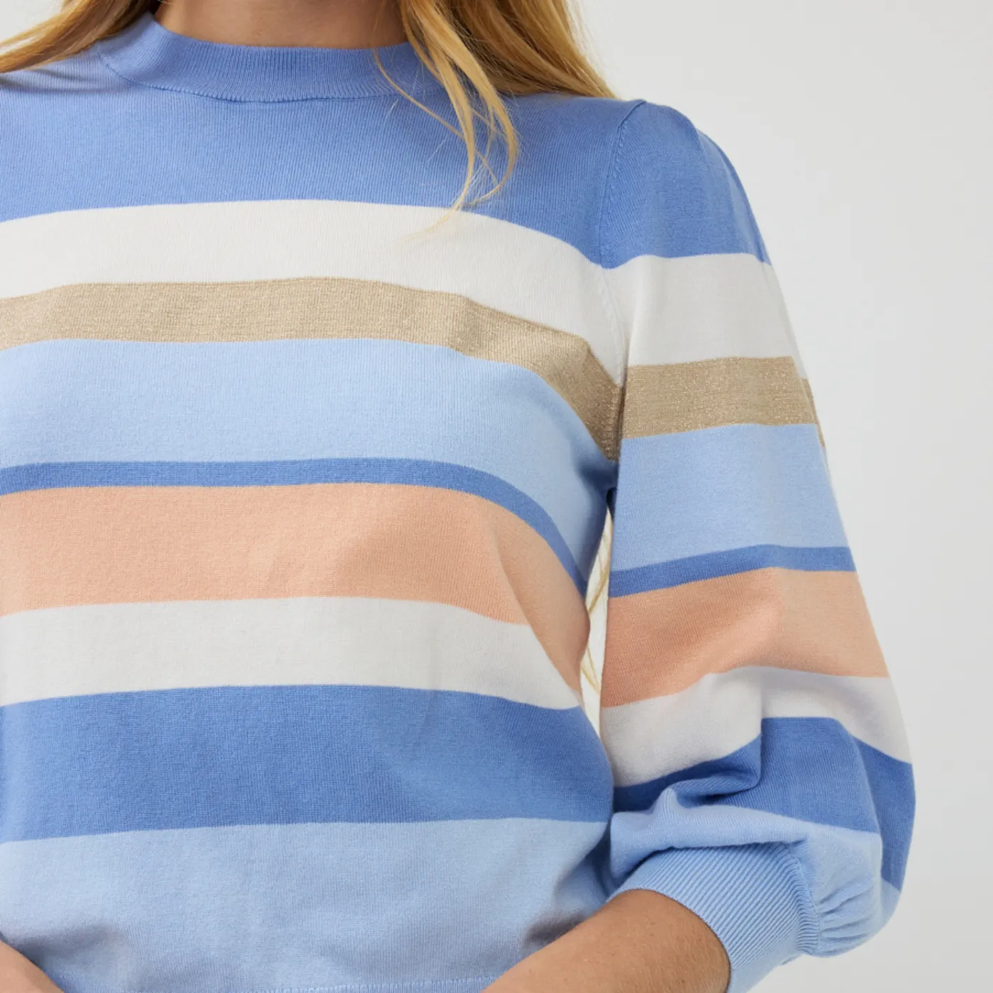 Esqualo 3/4 Sleeve Striped Sweater
