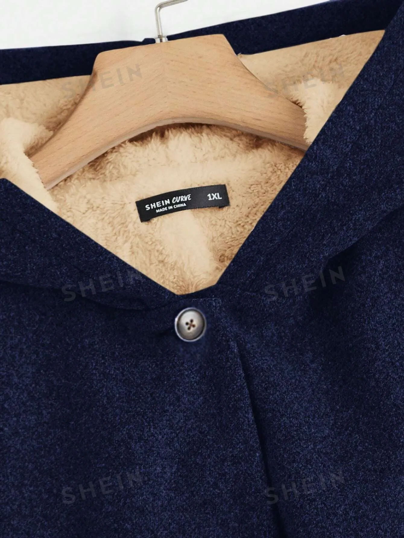 EZwear Plus Size Double Pockets Warm Lined Hooded Jacket