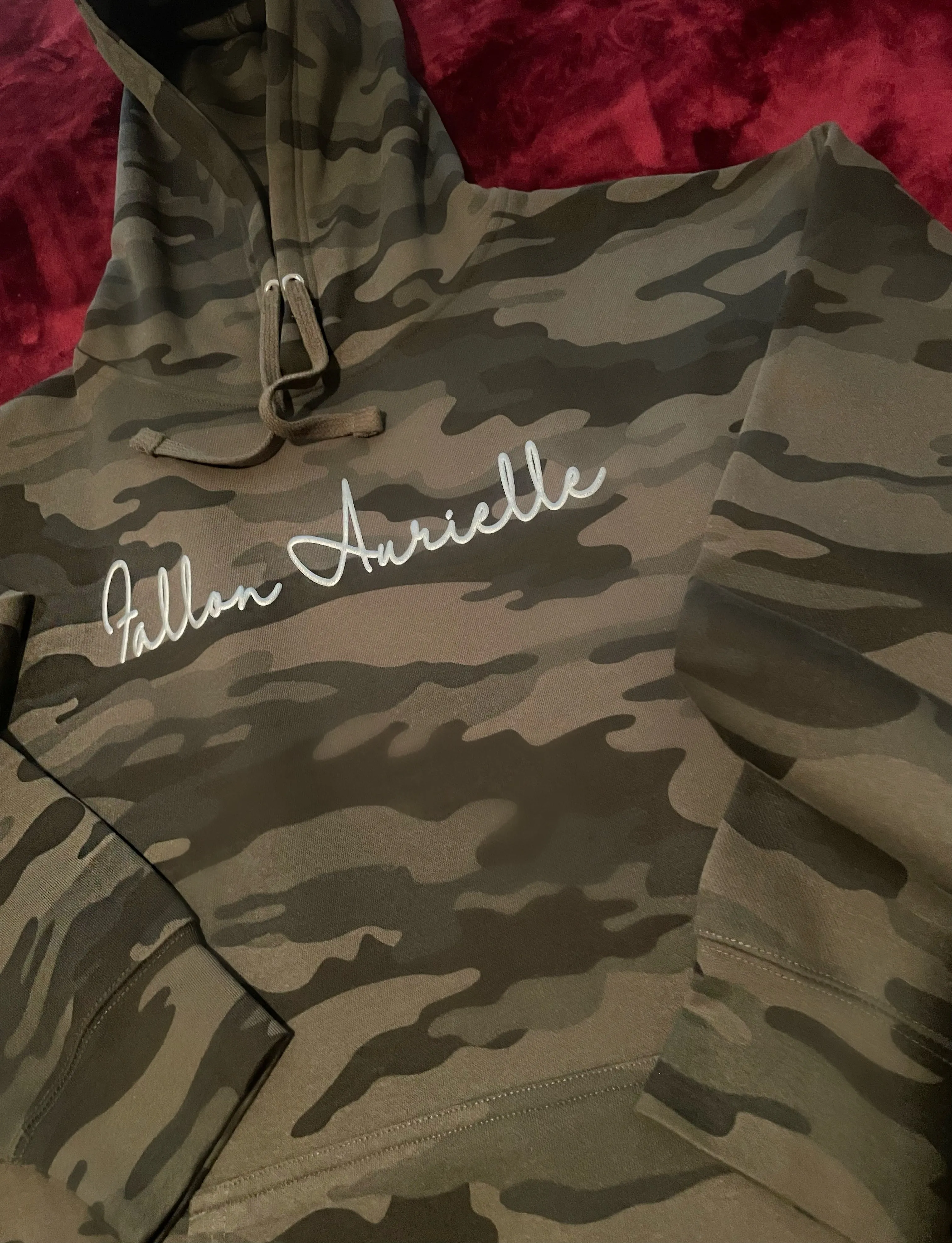 Fallon Aurielle Unisex Signature War Hoodie (Olive Green, Black & Metallic Silver Camo)