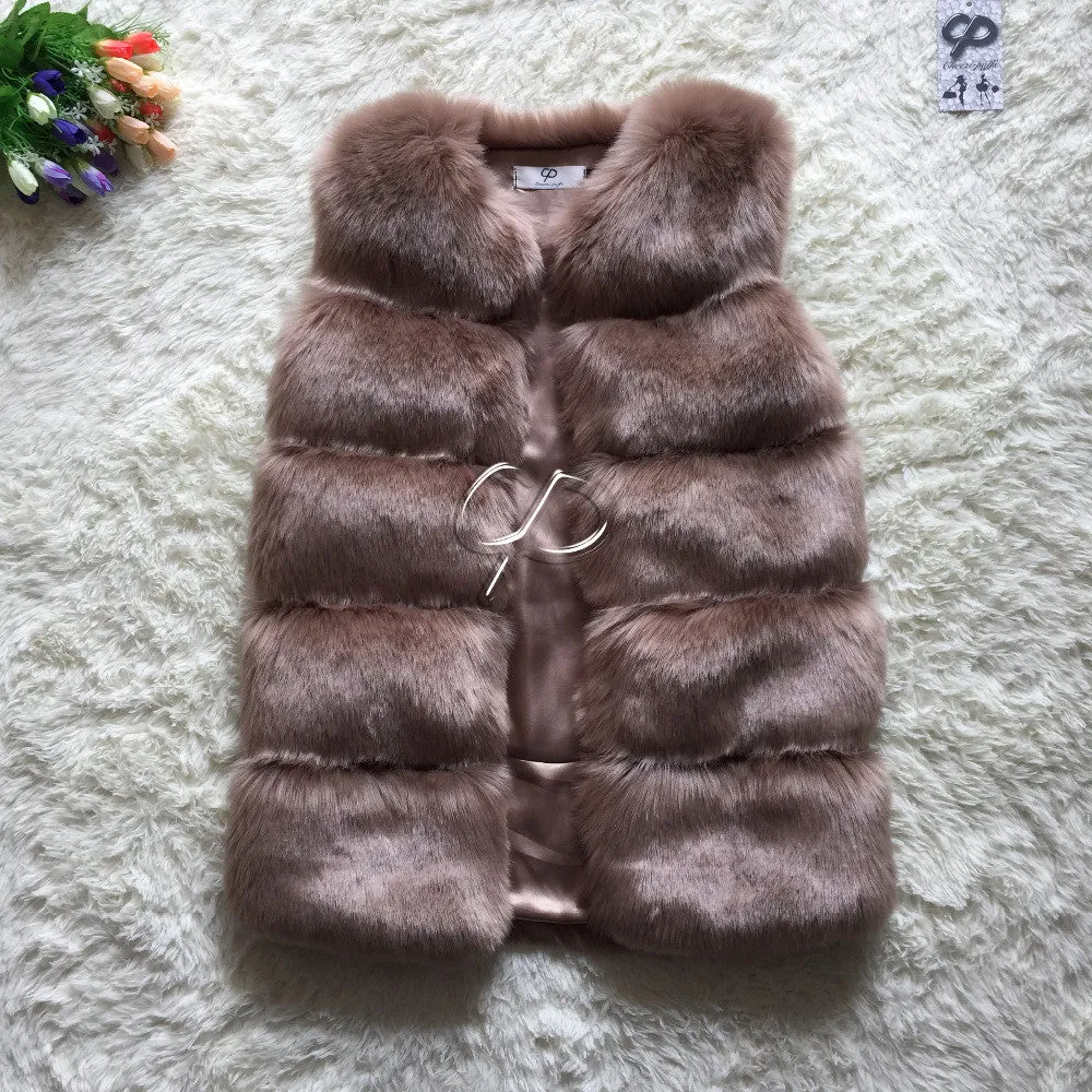 Fashion Winter Women Fur Vest Faux Fox Fur Vests Woman Fake Fur Coat Jacket Female Ladies Fur Coats Size S-XXXL