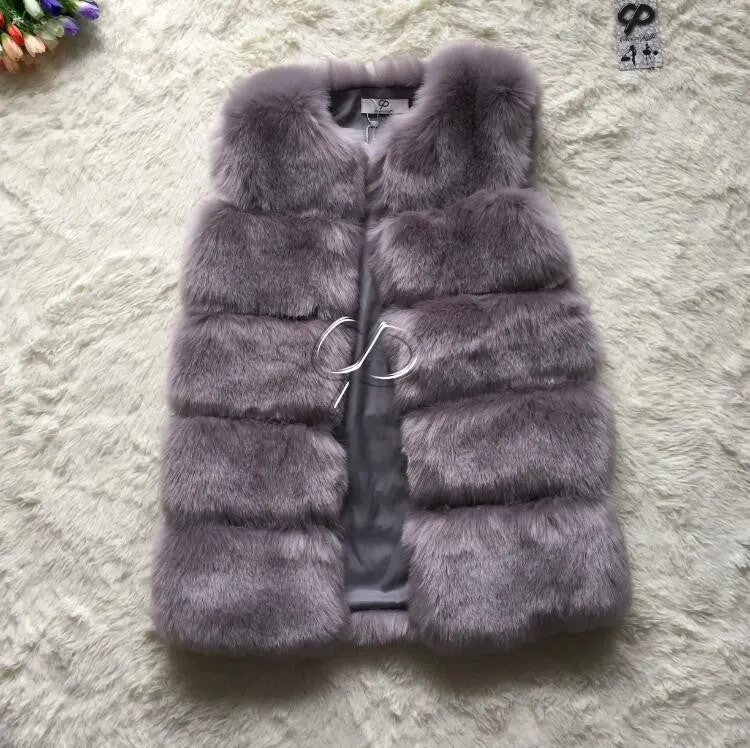 Fashion Winter Women Fur Vest Faux Fox Fur Vests Woman Fake Fur Coat Jacket Female Ladies Fur Coats Size S-XXXL