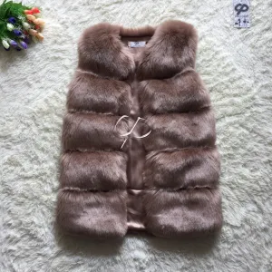 Fashion Winter Women Fur Vest Faux Fox Fur Vests Woman Fake Fur Coat Jacket Female Ladies Fur Coats Size S-XXXL