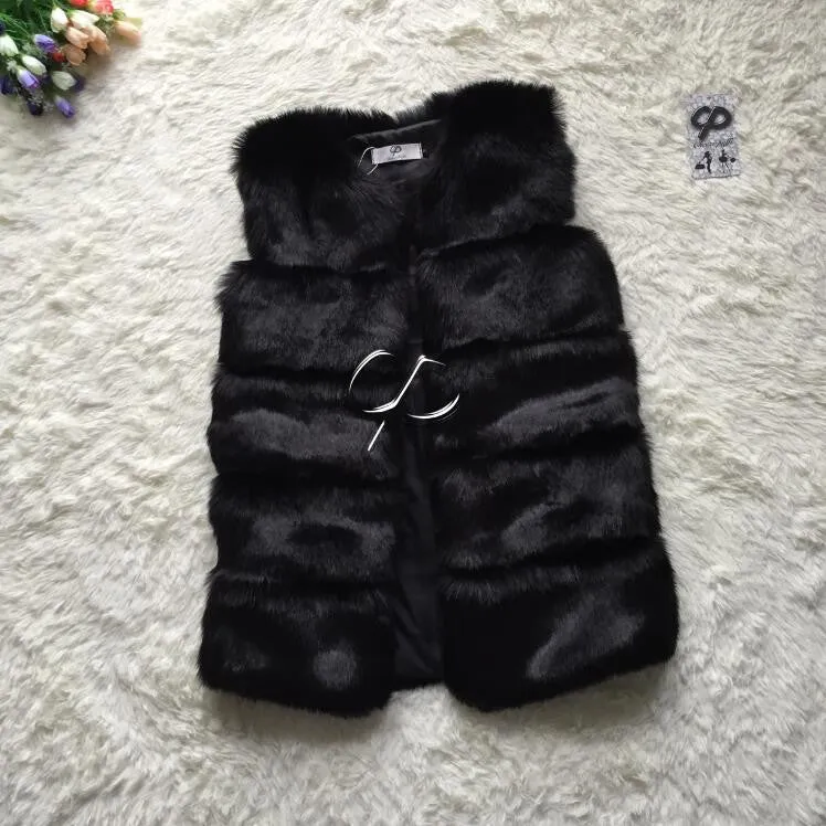 Fashion Winter Women Fur Vest Faux Fox Fur Vests Woman Fake Fur Coat Jacket Female Ladies Fur Coats Size S-XXXL
