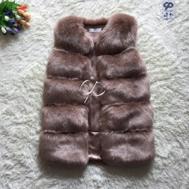 Fashion Winter Women Fur Vest Faux Fox Fur Vests Woman Fake Fur Coat Jacket Female Ladies Fur Coats Size S-XXXL