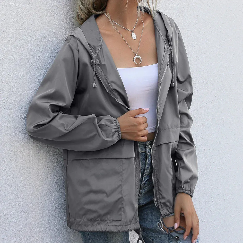 Fila - casual solid hooded collar jackets