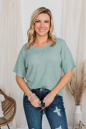 Fleeting Moments Short Sleeve Knit Top- Teal