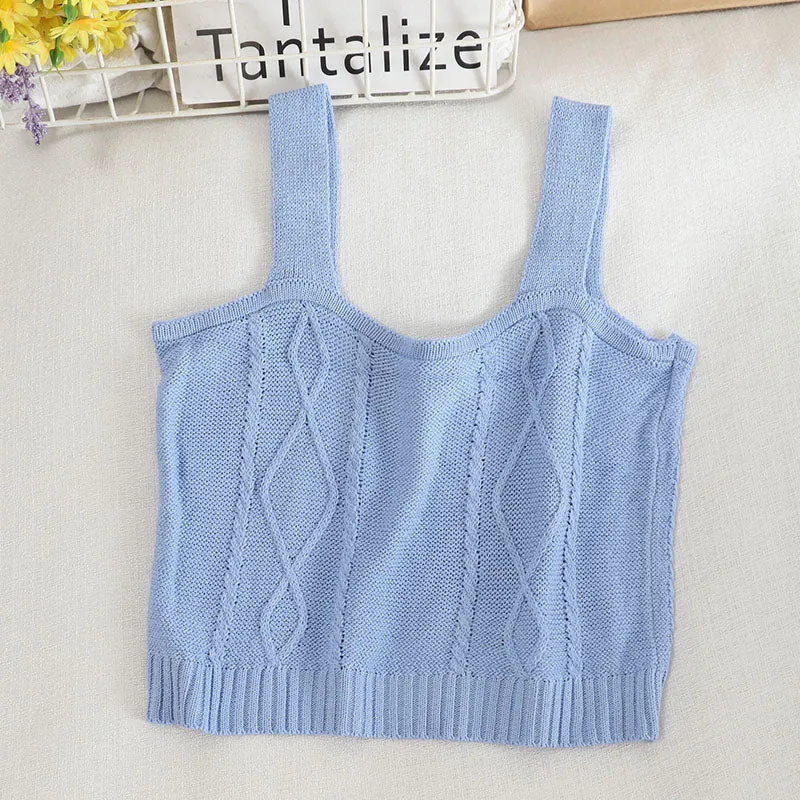 Floral Embroidered Knit Vest for Women