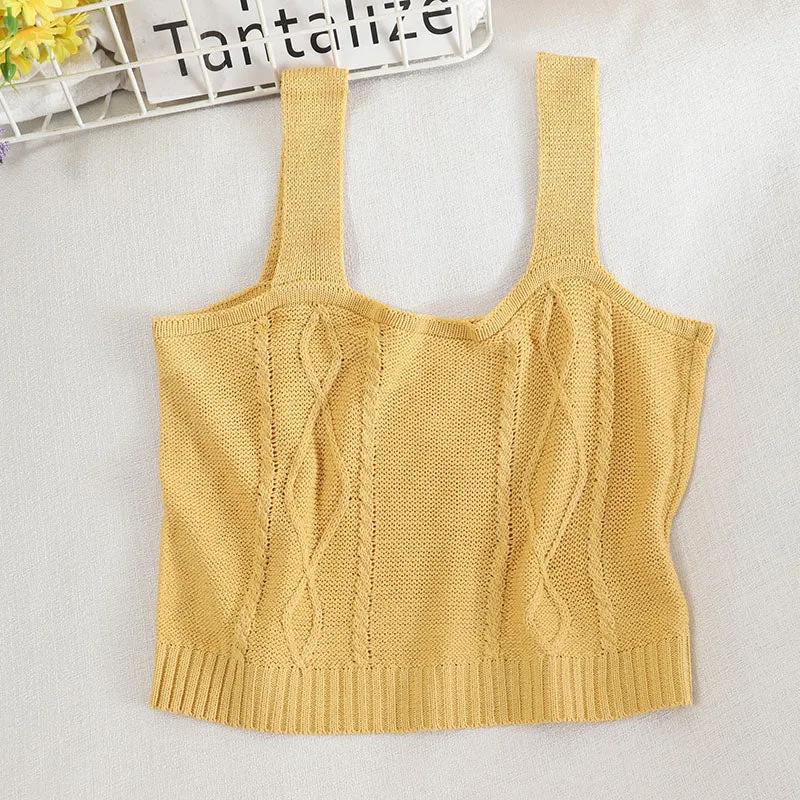 Floral Embroidered Knit Vest for Women
