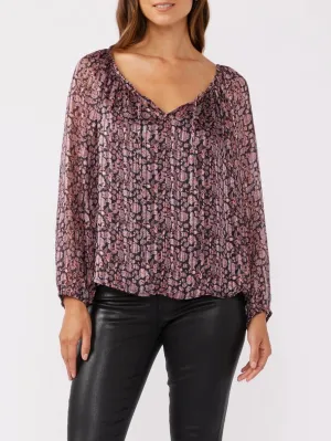 Floral Lurex Top - Plum FINAL SALE