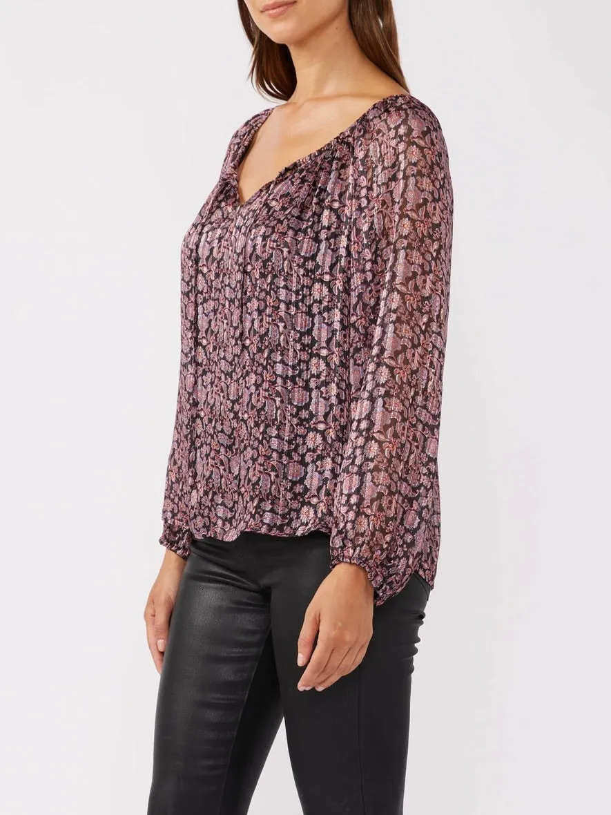 Floral Lurex Top - Plum FINAL SALE