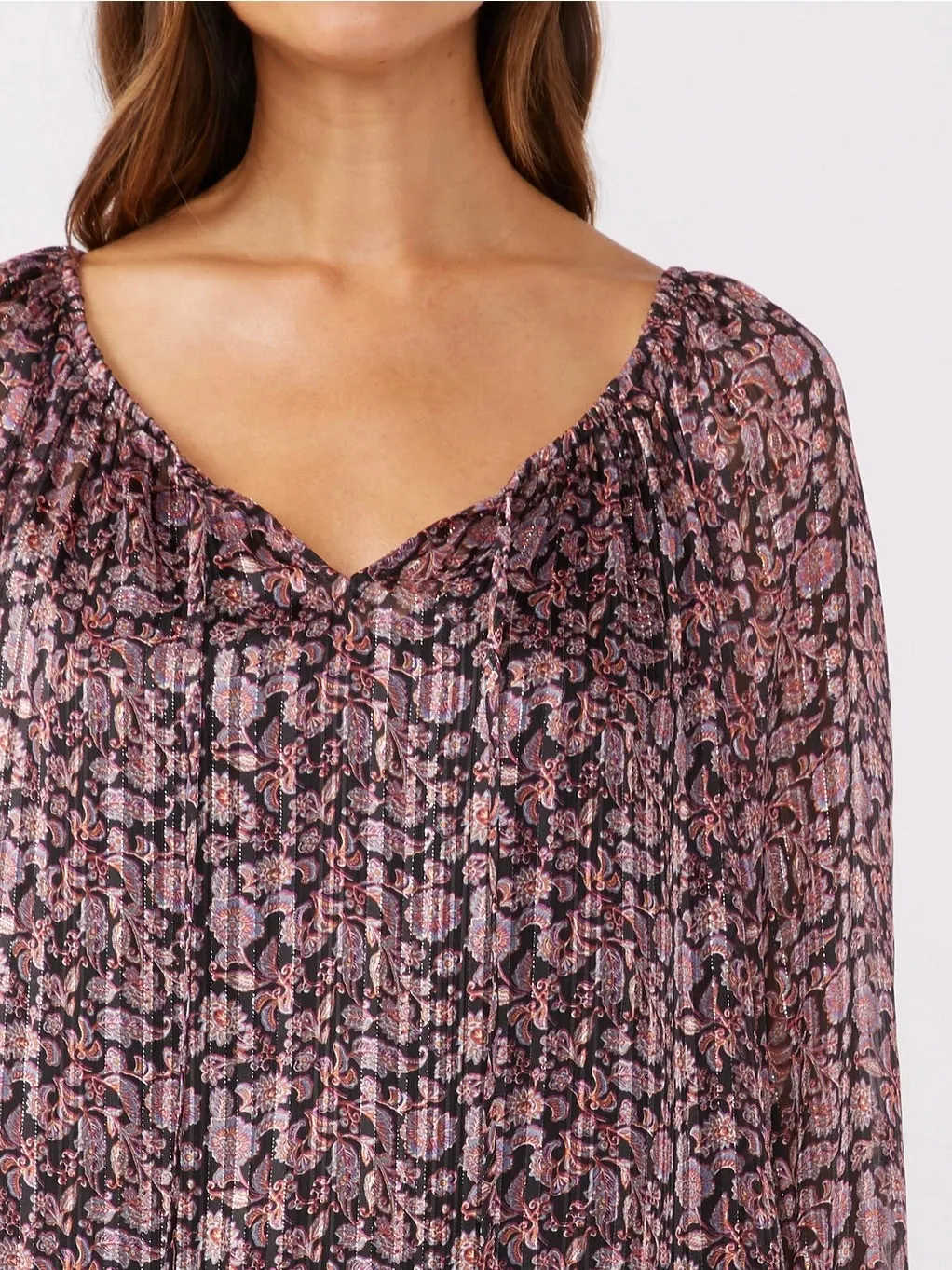Floral Lurex Top - Plum FINAL SALE