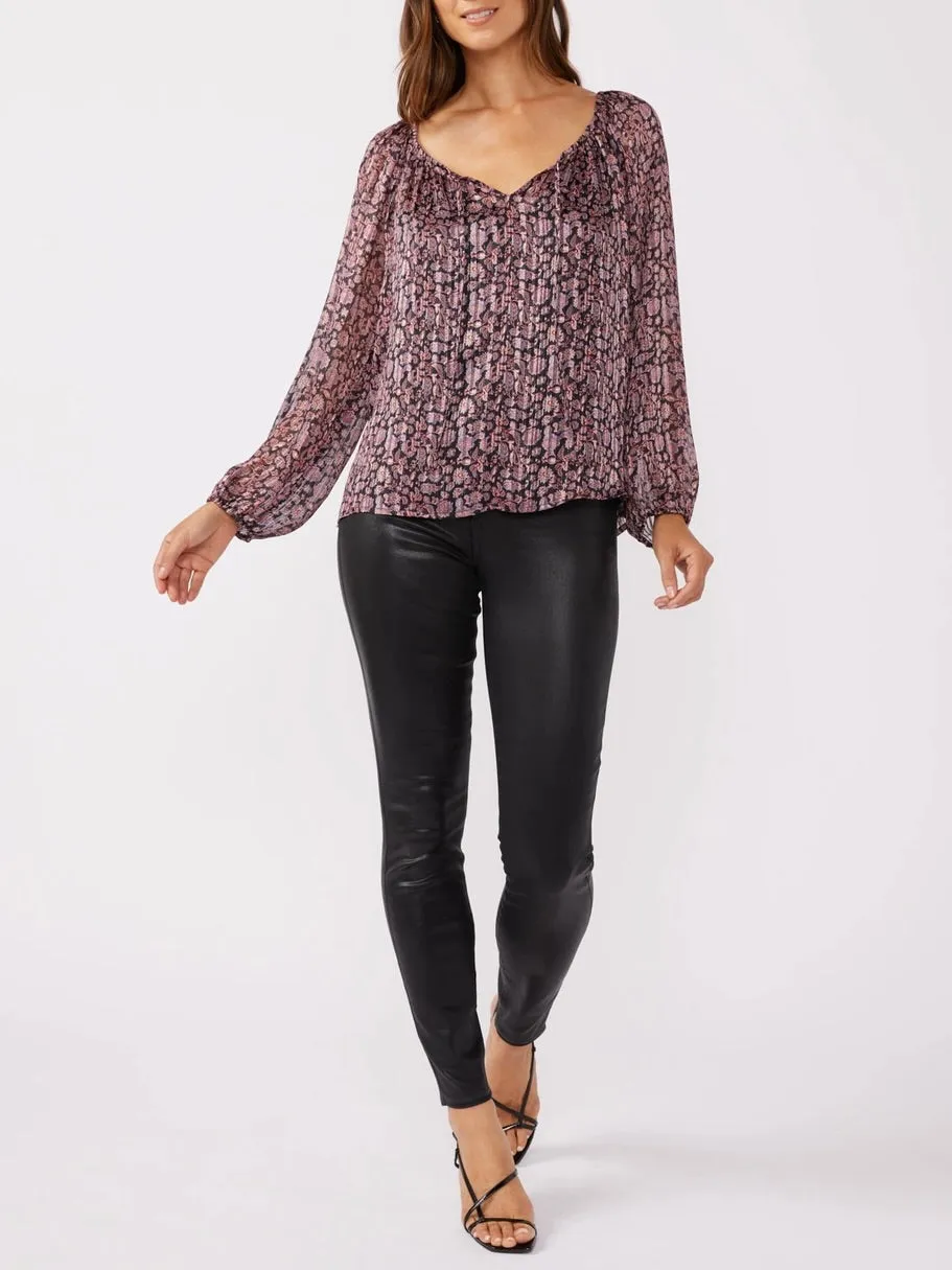 Floral Lurex Top - Plum FINAL SALE