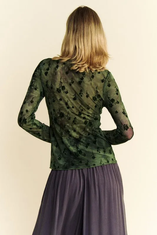 Floral Mesh Sheer Layering Top