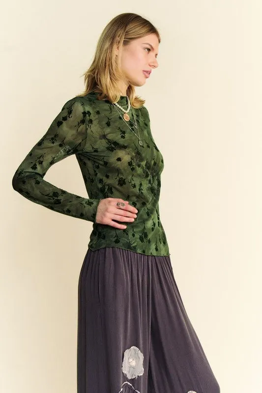 Floral Mesh Sheer Layering Top