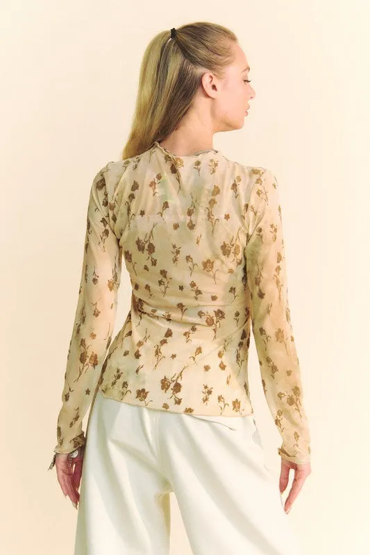 Floral Mesh Sheer Layering Top