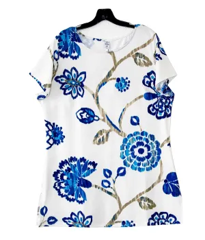 Floral Print Tops Blouse Round Neck Short Sleeve T-Shirt