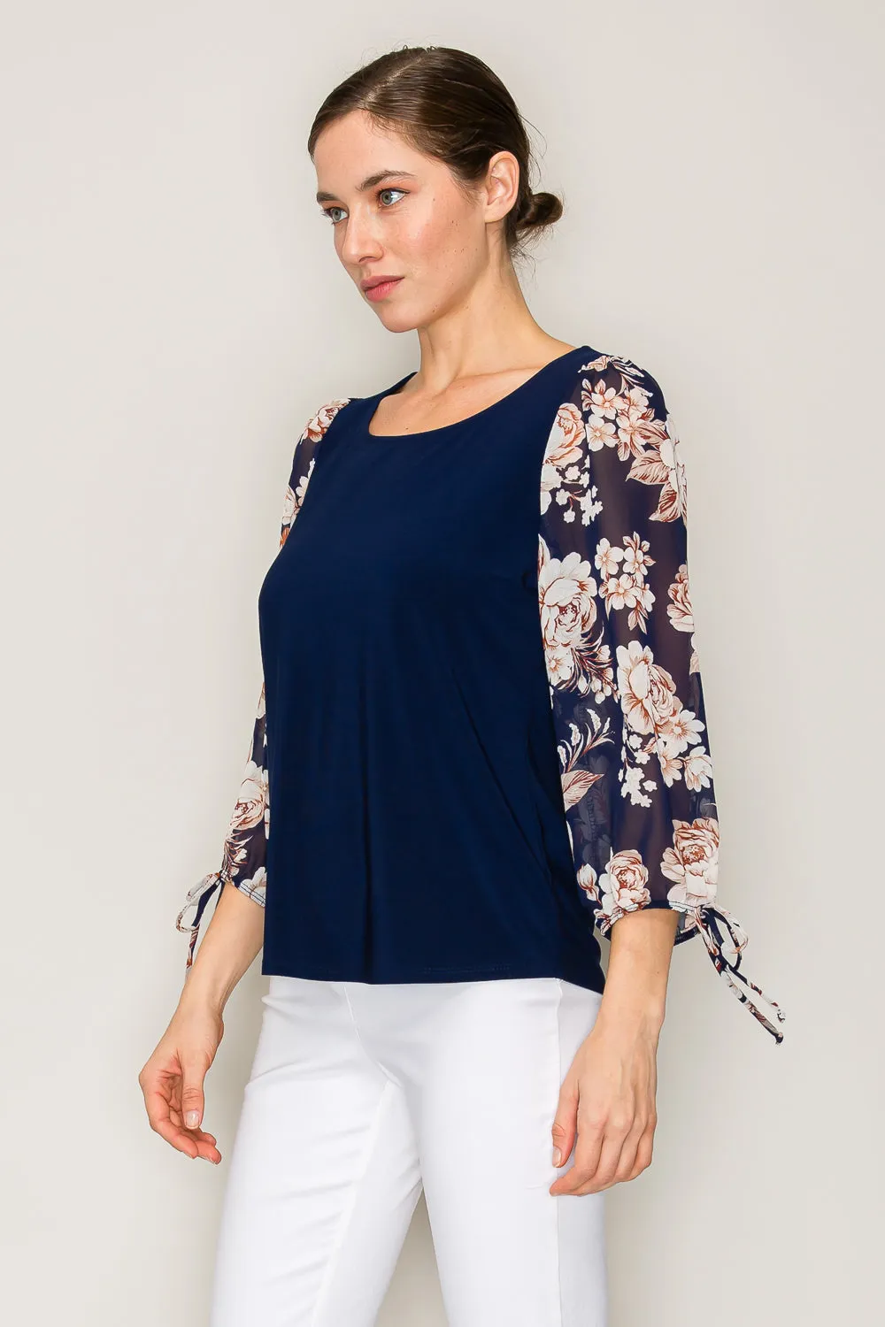 FLORAL SHEER SLEEVE BLOUSE