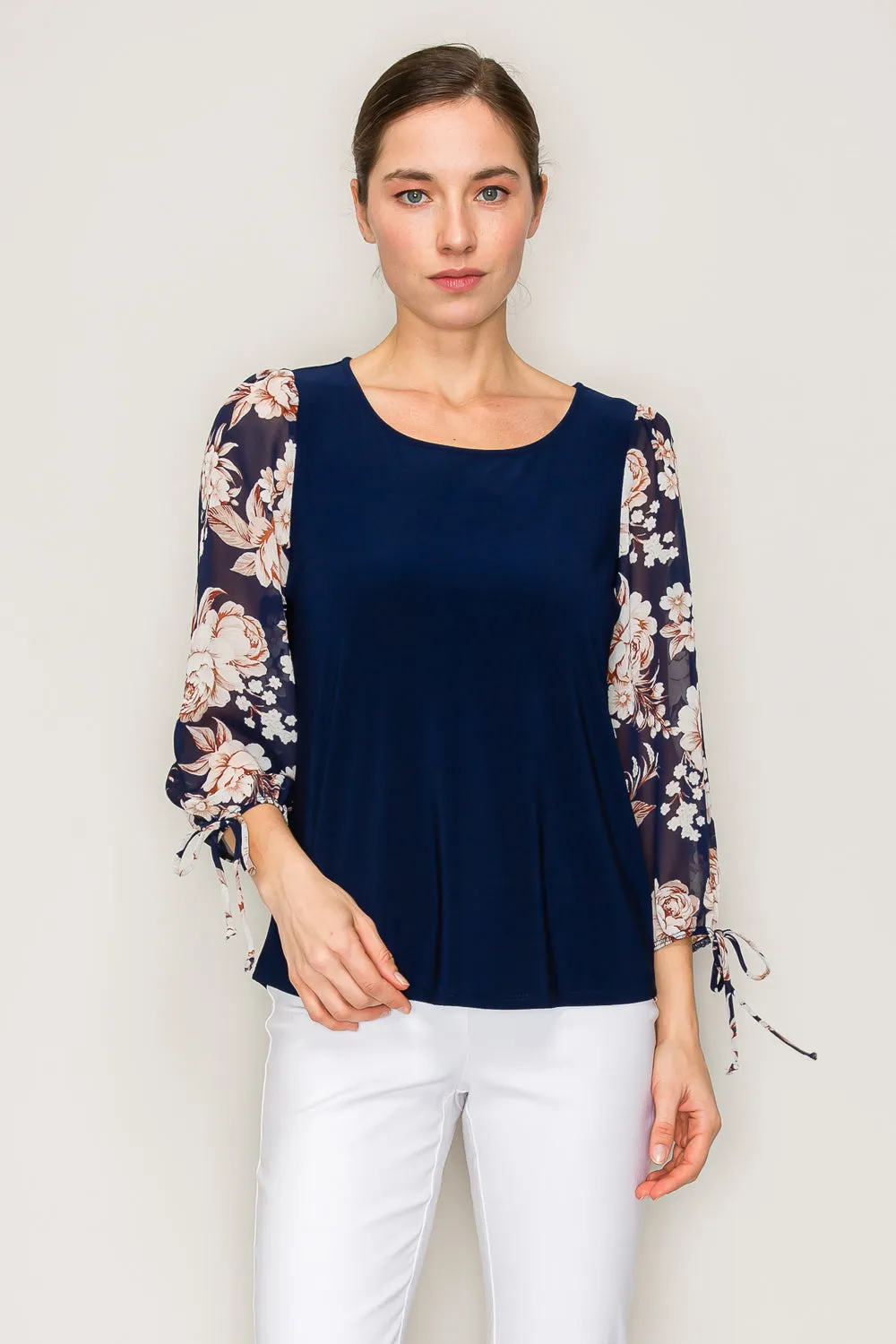 FLORAL SHEER SLEEVE BLOUSE