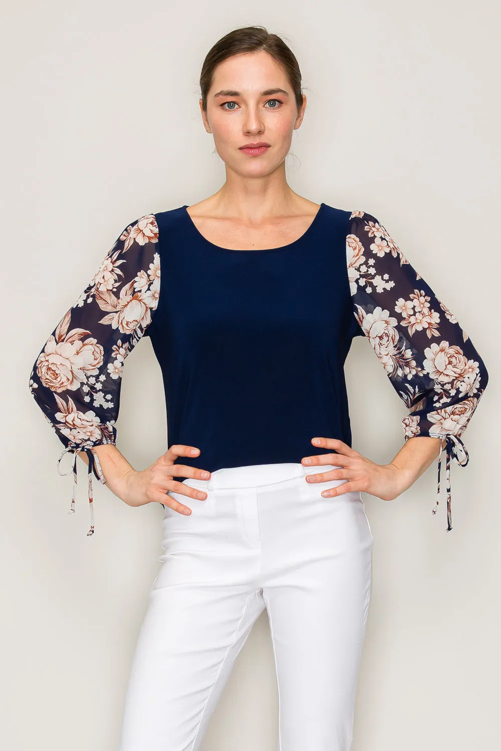 FLORAL SHEER SLEEVE BLOUSE