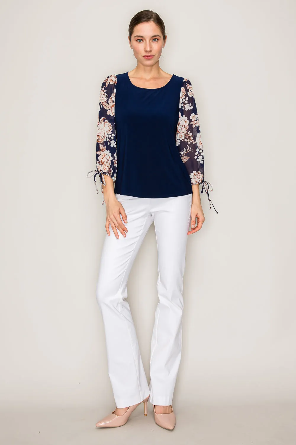 FLORAL SHEER SLEEVE BLOUSE