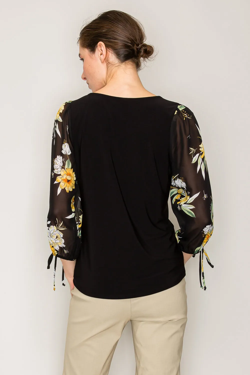 FLORAL SHEER SLEEVE BLOUSE