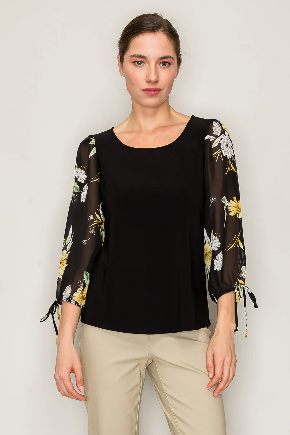 FLORAL SHEER SLEEVE BLOUSE