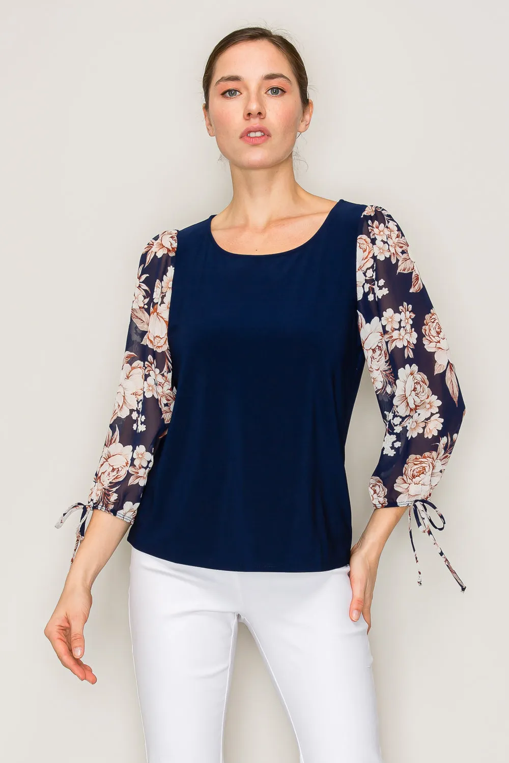FLORAL SHEER SLEEVE BLOUSE
