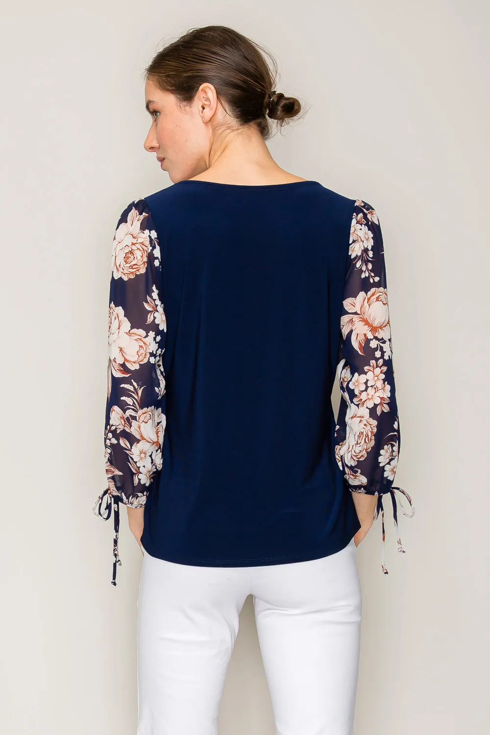 FLORAL SHEER SLEEVE BLOUSE