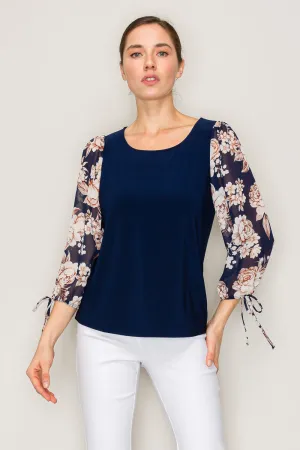 FLORAL SHEER SLEEVE BLOUSE