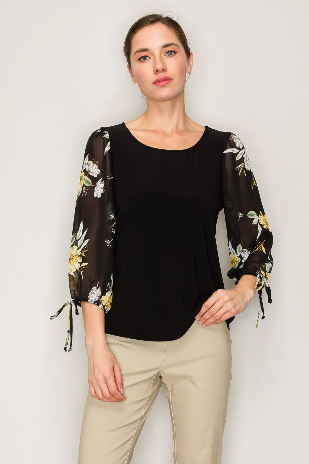 FLORAL SHEER SLEEVE BLOUSE