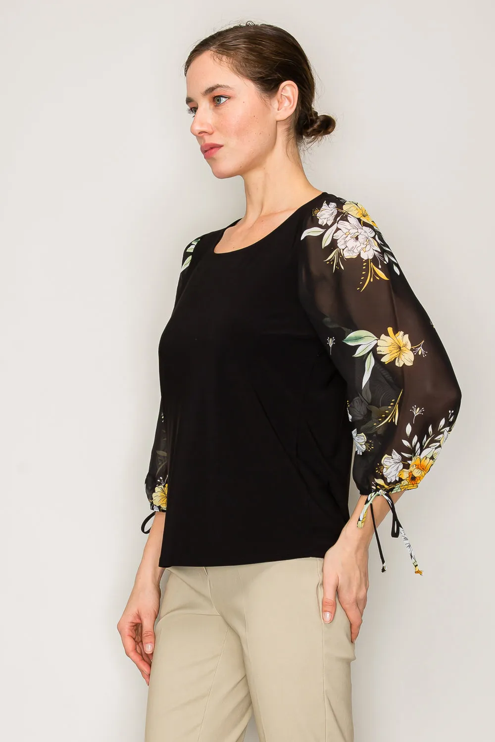 FLORAL SHEER SLEEVE BLOUSE